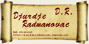 Đurđe Radmanovac vizit kartica